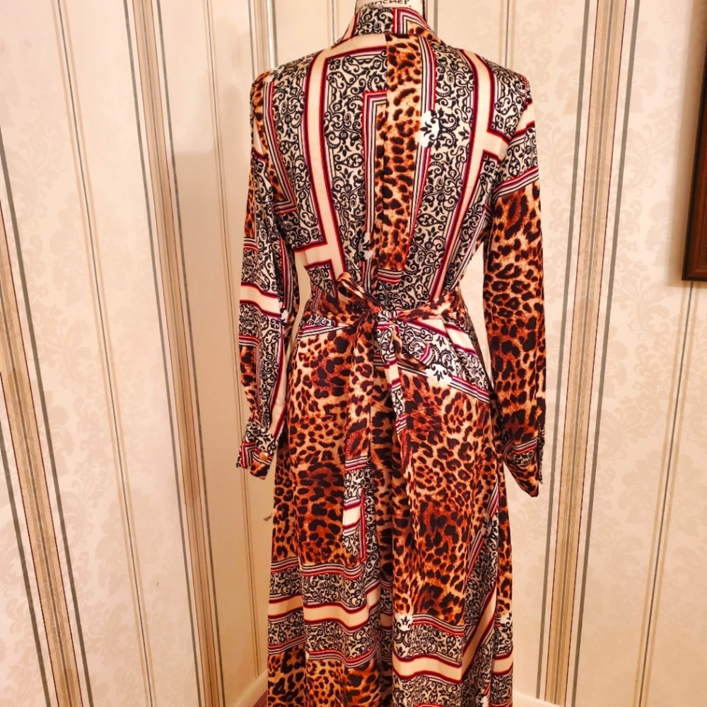 Multi print long sleeved maxi dress